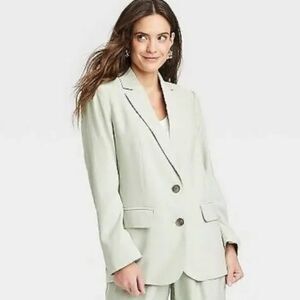 A New Day Womens Sage Green 2 button front pocket Blazer Size Medium